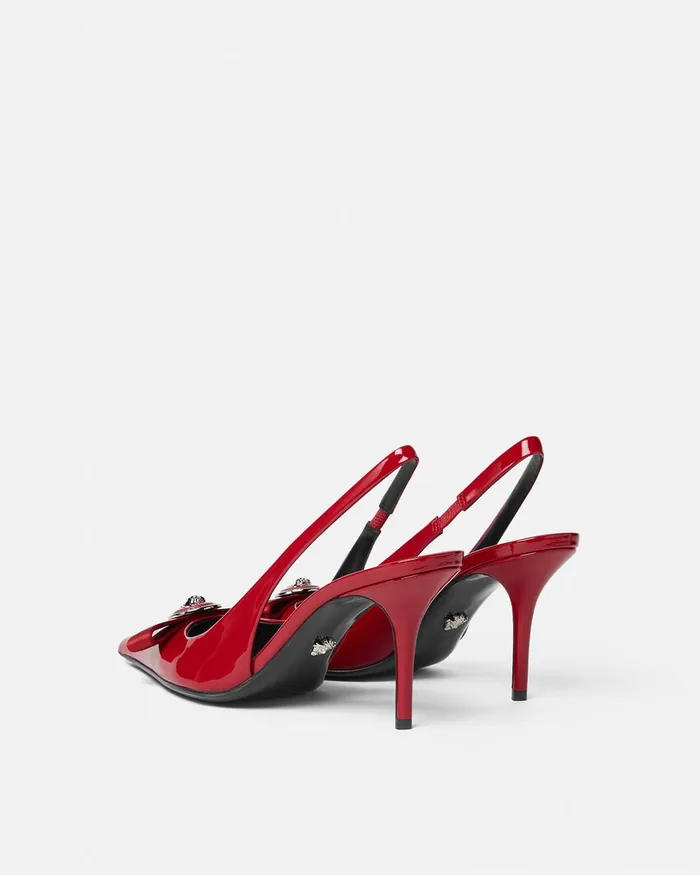 Versace Gianni Ribbon Slingback Pumps 85 Mm Red Women Gianni Ribbon
