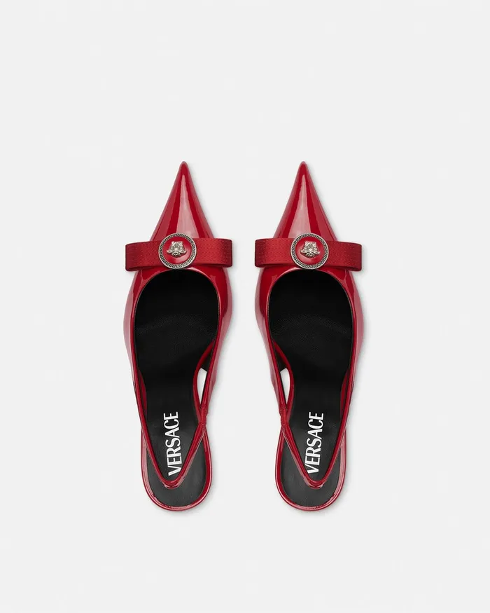 Versace Gianni Ribbon Slingback Pumps 85 Mm Red Women Gianni Ribbon