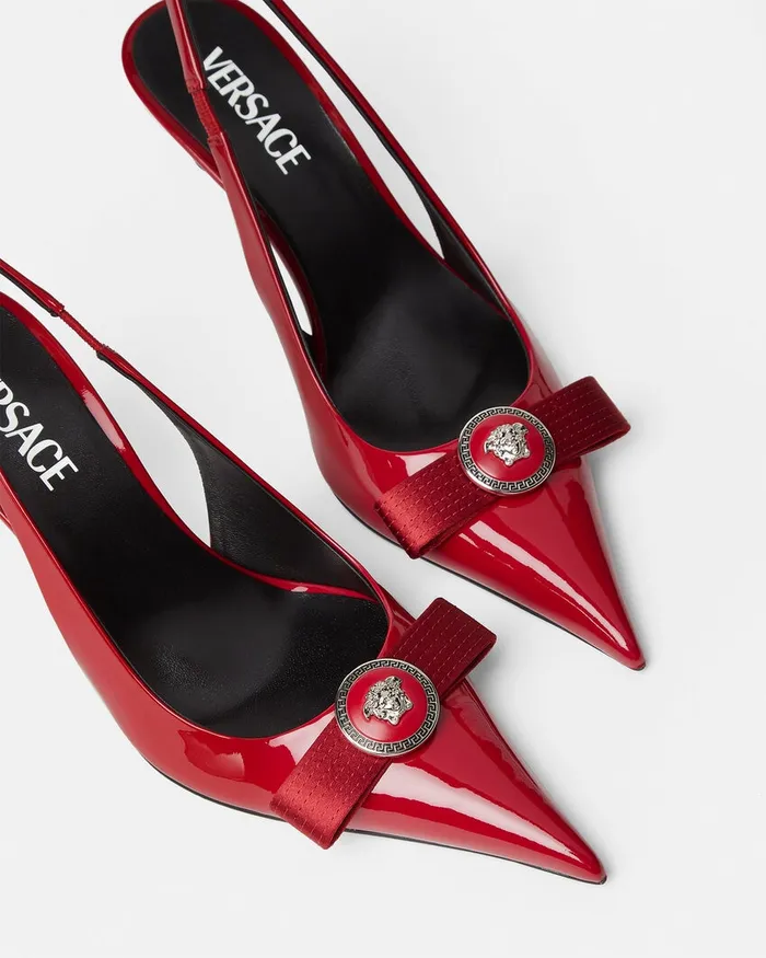 Versace Gianni Ribbon Slingback Pumps 85 Mm Red Women Gianni Ribbon