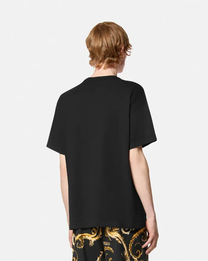 Versace Gothic Logo RegularFit TShirt Blackprint Men Jeans Couture