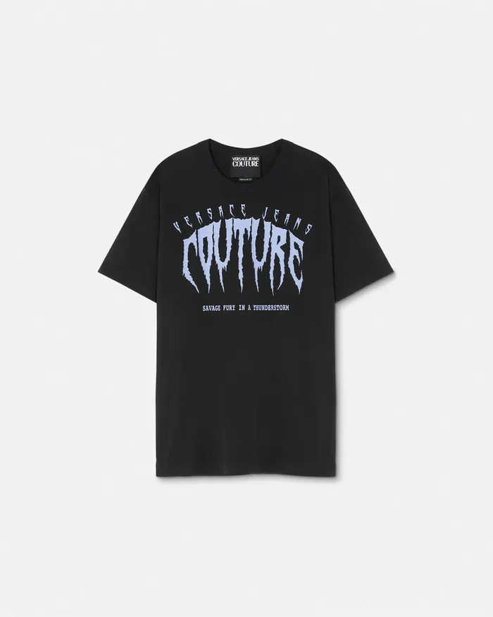 Versace Graphic Logo RelaxedFit TShirt Blackprint Men Jeans Couture