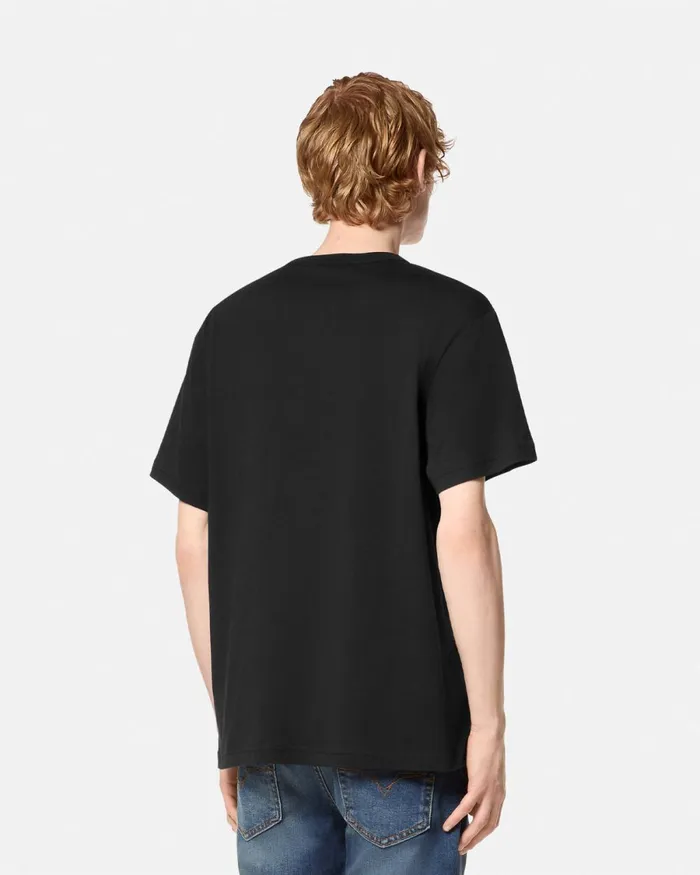 Versace Graphic Logo RelaxedFit TShirt Blackprint Men Jeans Couture