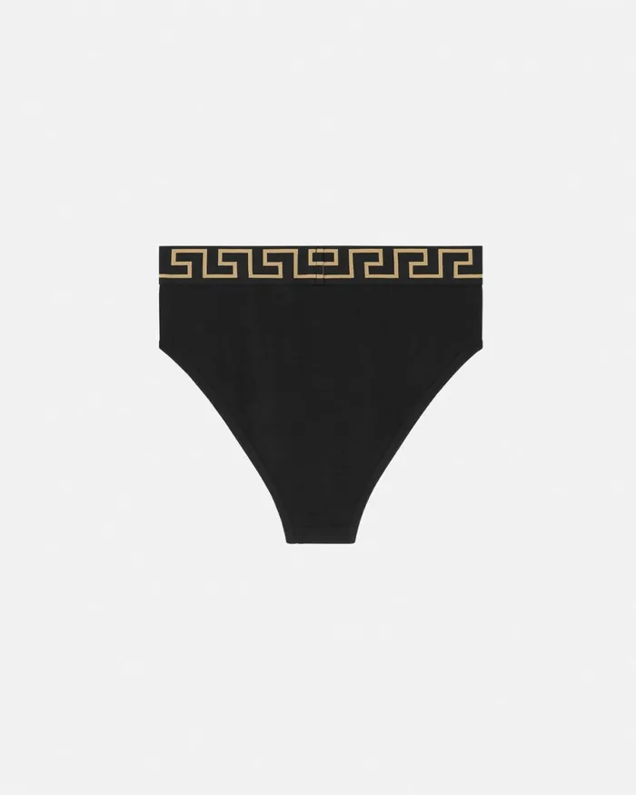 Versace Greca Border High Waist Briefs Black Women Bras and Briefs