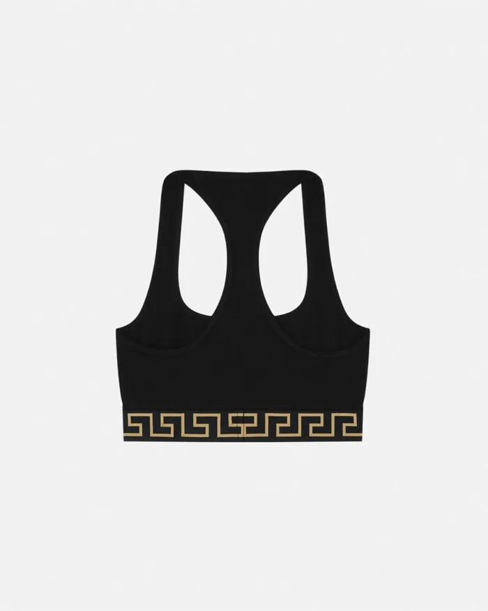 Versace Greca Border Scoop Bralette Black Women Bras and Briefs