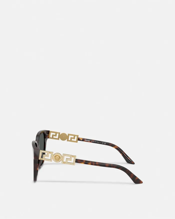 Versace Greca Strass Butterfly Sunglasses Blackgold Women Sunglasses