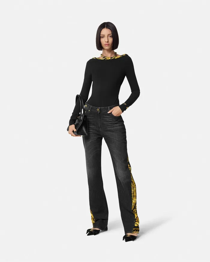 Versace La Coupe Des Dieux Bodysuit Black Women Shirts and Tops