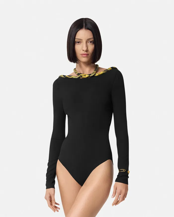 Versace La Coupe Des Dieux Bodysuit Black Women Shirts and Tops