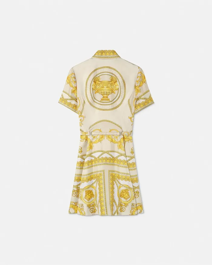 Versace La Coupe Des Dieux Silk Shirt Dress Goldprint Women Dresses