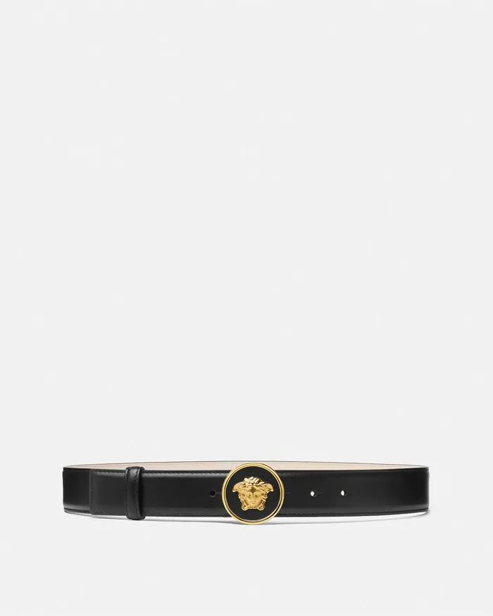 Versace La Medusa Leather Belt 12034 Blackgold Women Belts