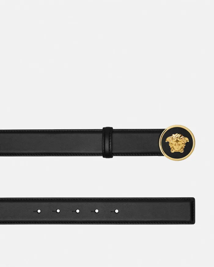 Versace La Medusa Leather Belt 12034 Blackgold Women Belts