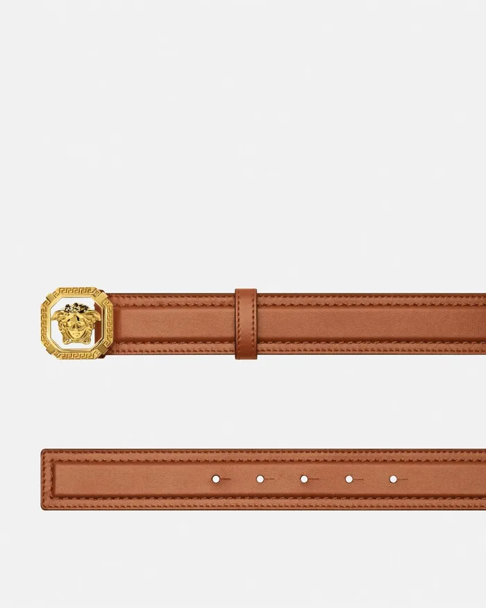 Versace La Medusa Leather Belt 35 Cm Brown Men Belts
