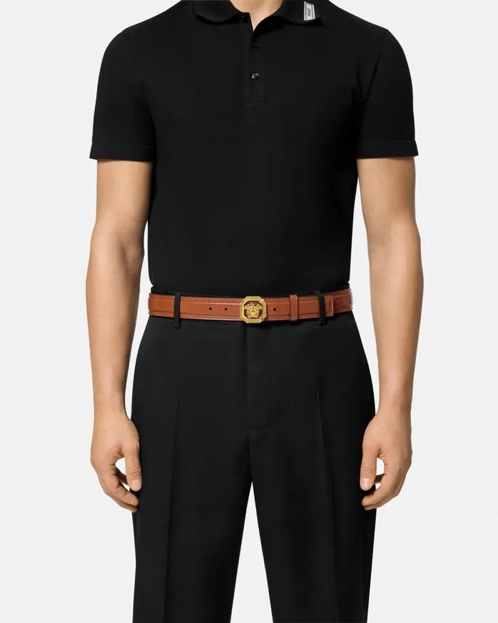 Versace La Medusa Leather Belt 35 Cm Brown Men Belts