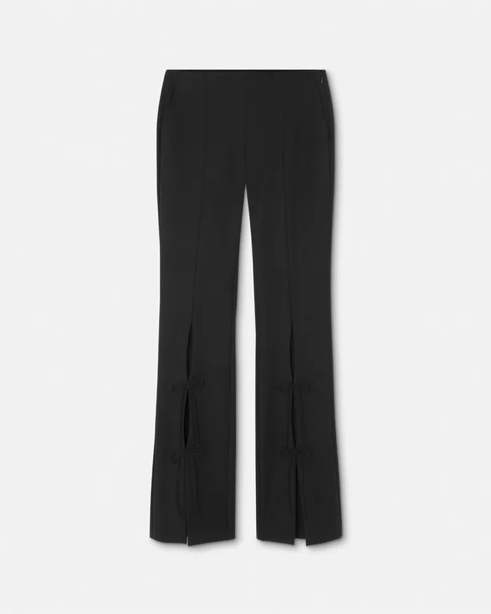 Versace LaceUp Flared Pants Blackprint Women Jeans Couture