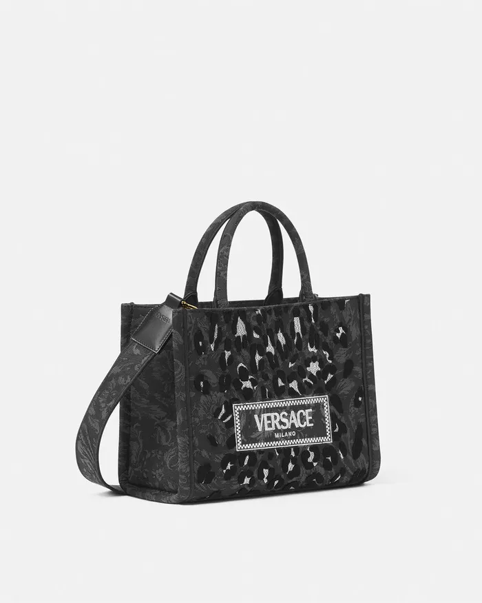 Versace Leopard Athena Small Tote Bag Blackprint Women Athena