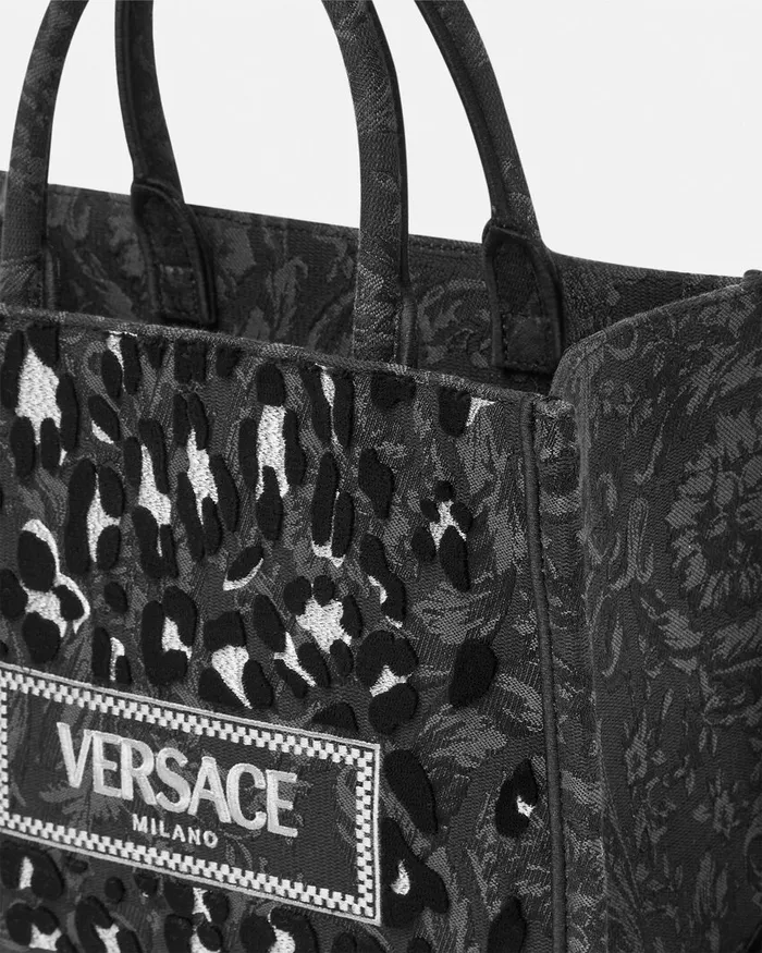 Versace Leopard Athena Small Tote Bag Blackprint Women Athena
