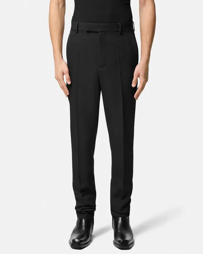 Versace Light Wool Formal Trousers Black Men Blazers and Suits