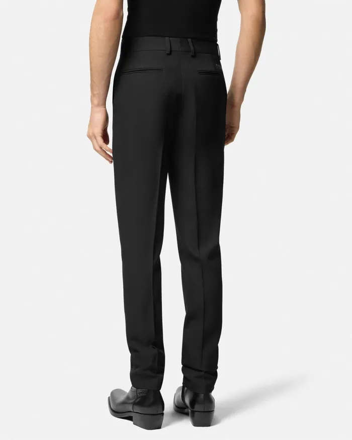 Versace Light Wool Formal Trousers Black Men Blazers and Suits