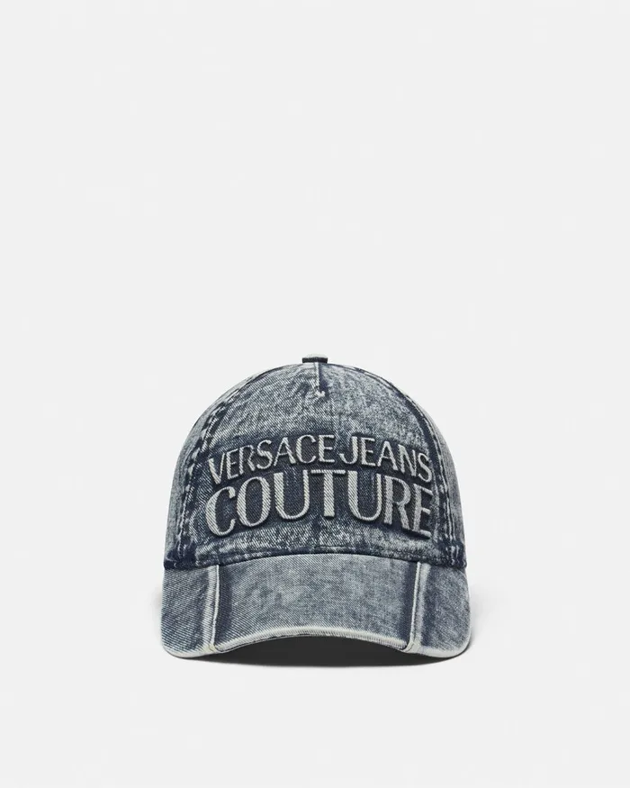 Versace Logo Denim Baseball Cap Blueprint WomenMen Jeans Couture