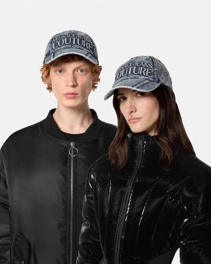 Versace Logo Denim Baseball Cap Blueprint WomenMen Jeans Couture