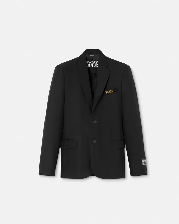 Versace Logo SingleBreasted Blazer Blackprint Men Jeans Couture