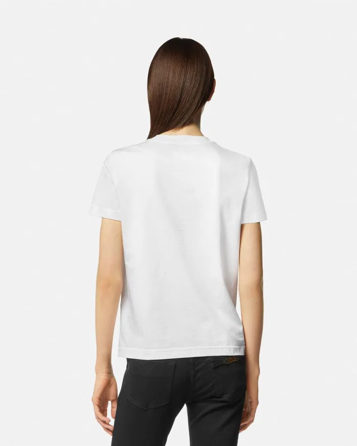 Versace Logo TShirt Whiteprint Women Jeans Couture