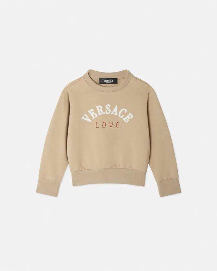 Versace Love Sweatshirt Beigeprint Kids Knitwear and Sweatshirts