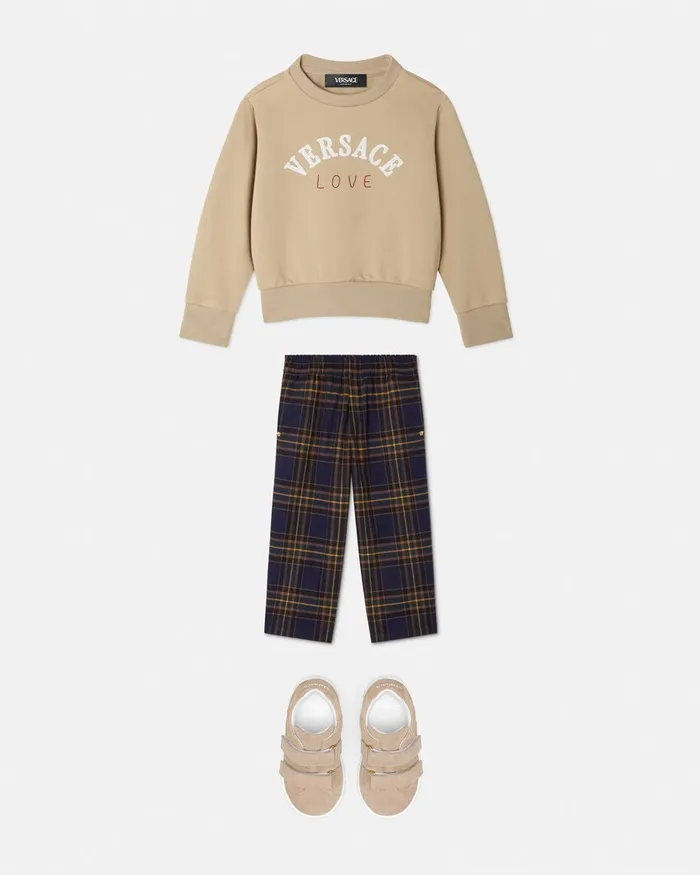 Versace Love Sweatshirt Beigeprint Kids Knitwear and Sweatshirts