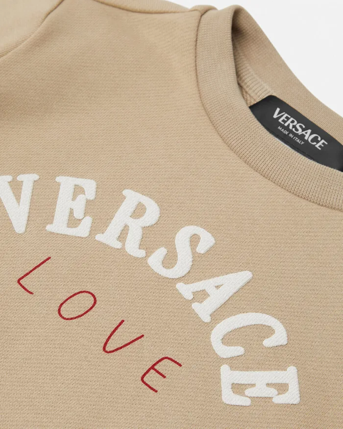 Versace Love Sweatshirt Beigeprint Kids Knitwear and Sweatshirts