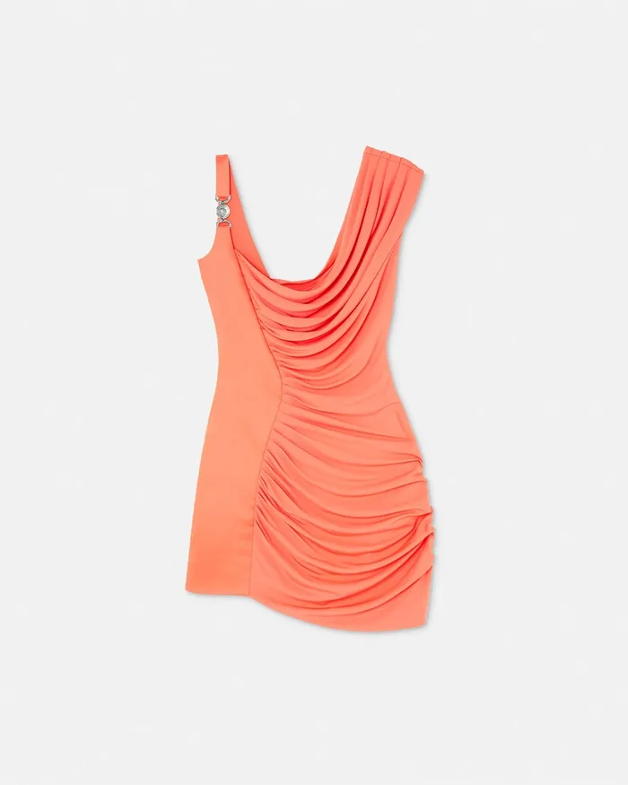 Versace Medusa 03995 Draped Mini Dress Coral Women Dresses