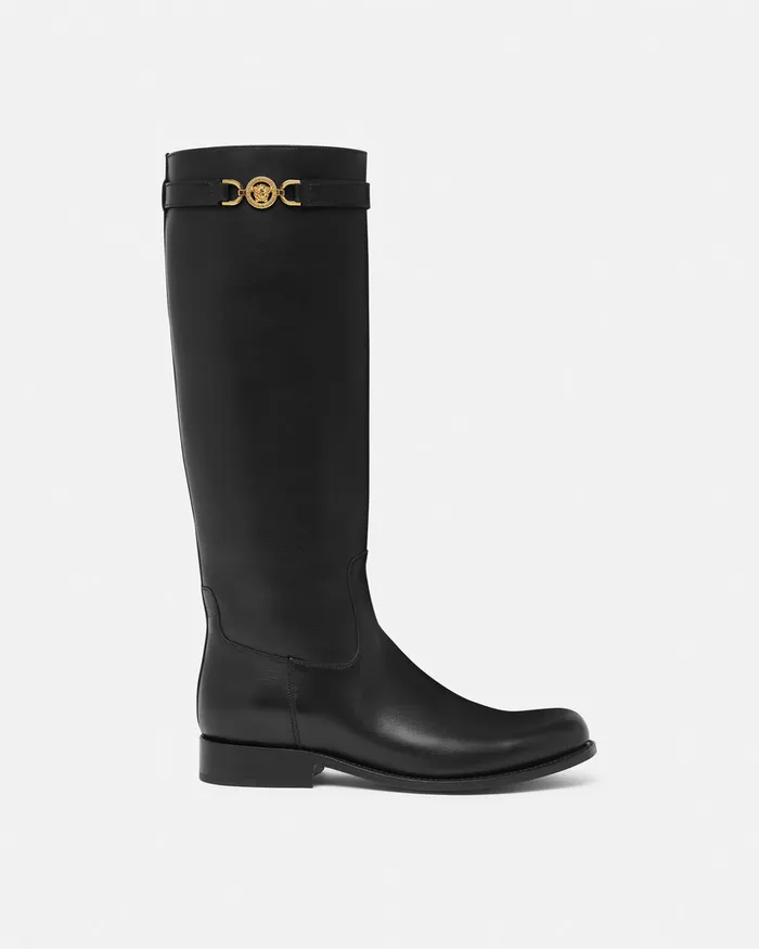 Versace Medusa 03995 KneeHigh Boots Blackgold Women Boots