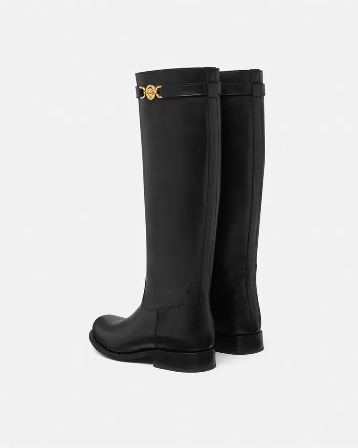 Versace Medusa 03995 KneeHigh Boots Blackgold Women Boots
