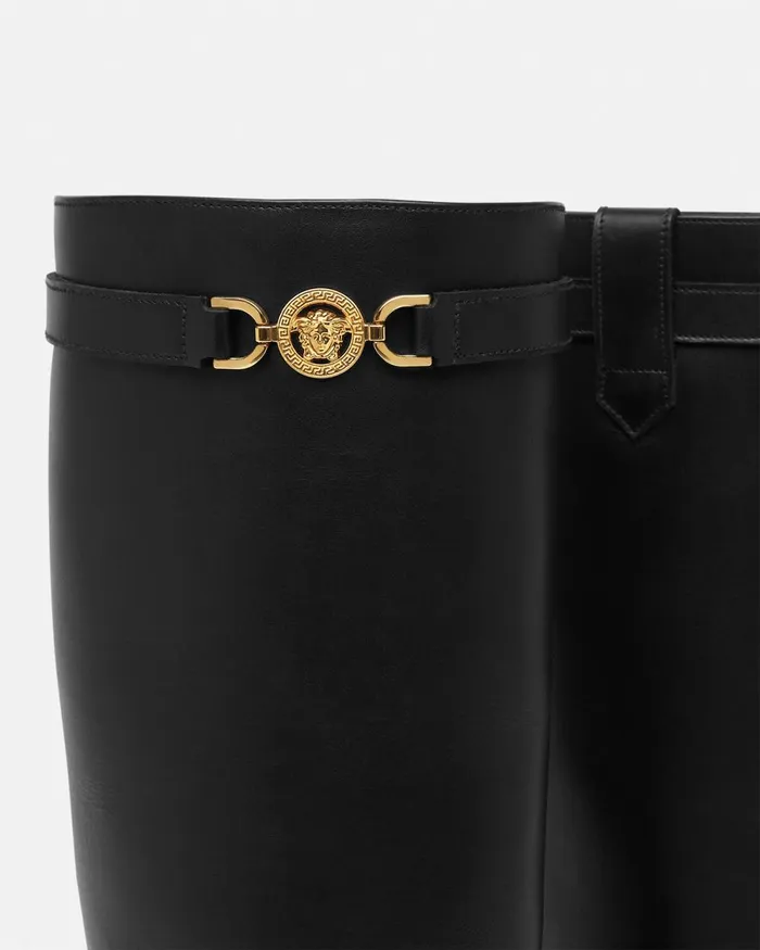 Versace Medusa 03995 KneeHigh Boots Blackgold Women Boots