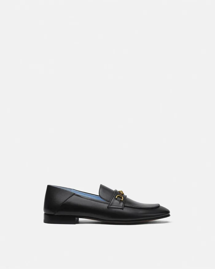 Versace Medusa 03995 Leather Slippers Blackgold Men Loafers and Slippers