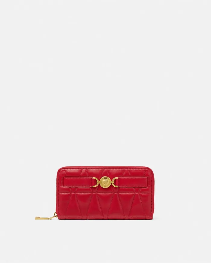 Versace Medusa 03995 Quilted Long Wallet Red Women Wallets