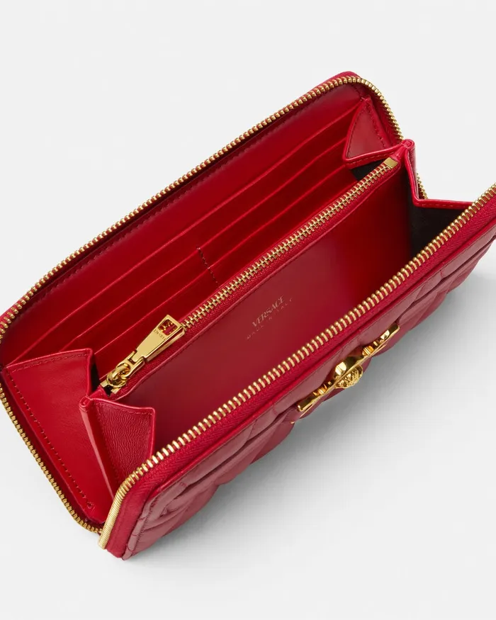 Versace Medusa 03995 Quilted Long Wallet Red Women Wallets
