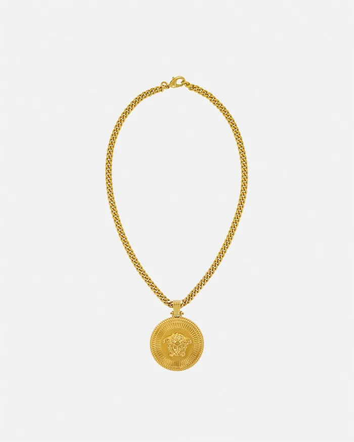Versace Medusa Biggie Necklace Light Gold Men Necklaces