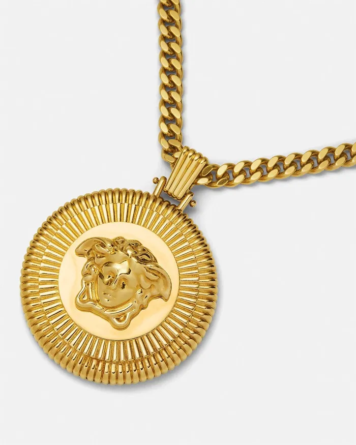 Versace Medusa Biggie Necklace Light Gold Men Necklaces