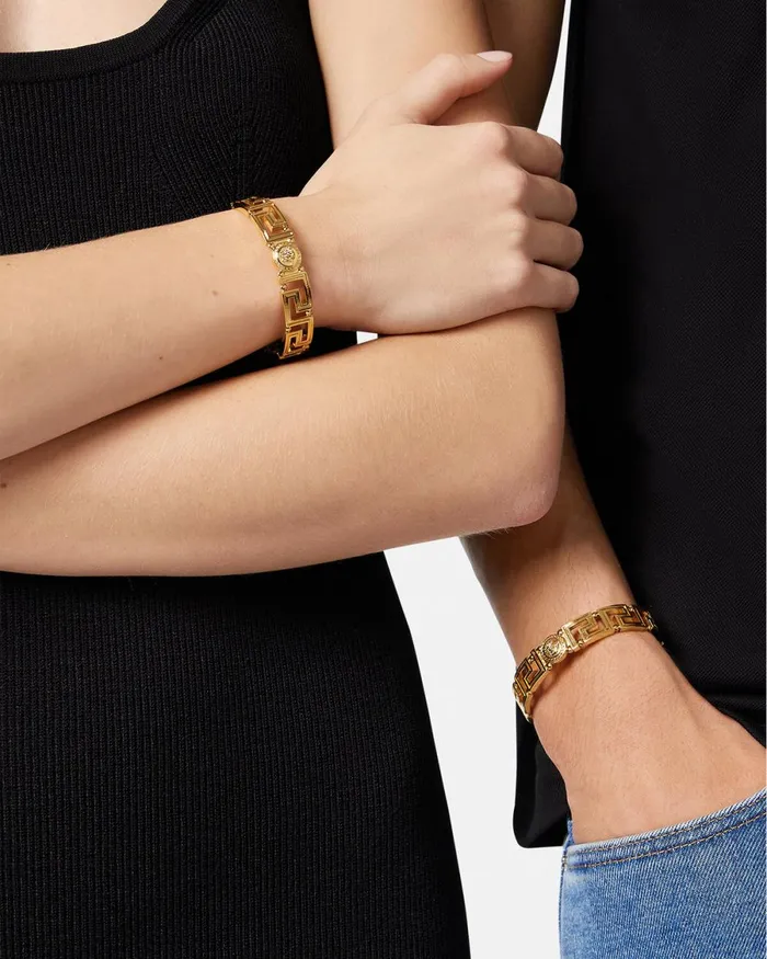 Versace Medusa Greca Cuff Bracelet Light Gold WomenMen Bracelets
