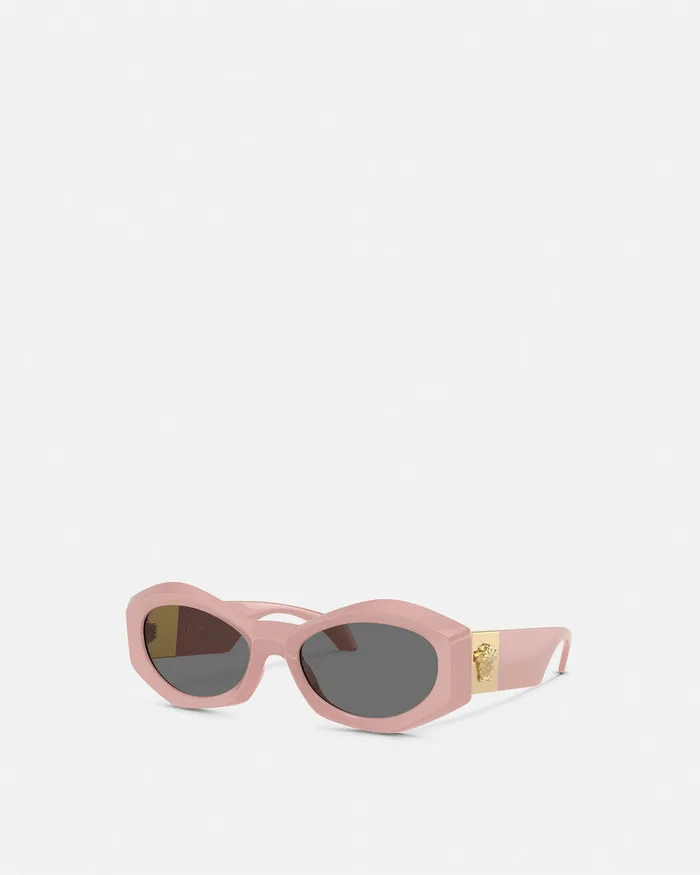 Versace Medusa Plaque Geometric Sunglasses Light Pink Women Sunglasses