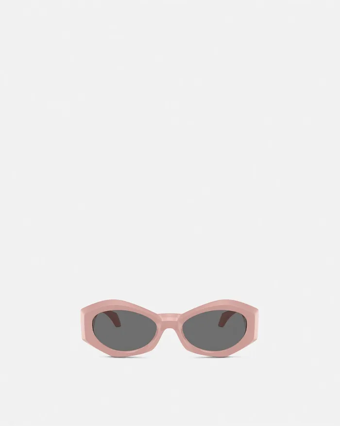 Versace Medusa Plaque Geometric Sunglasses Light Pink Women Sunglasses