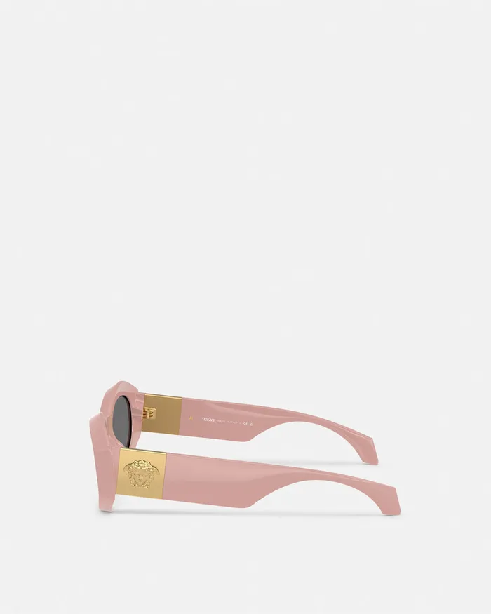 Versace Medusa Plaque Geometric Sunglasses Light Pink Women Sunglasses