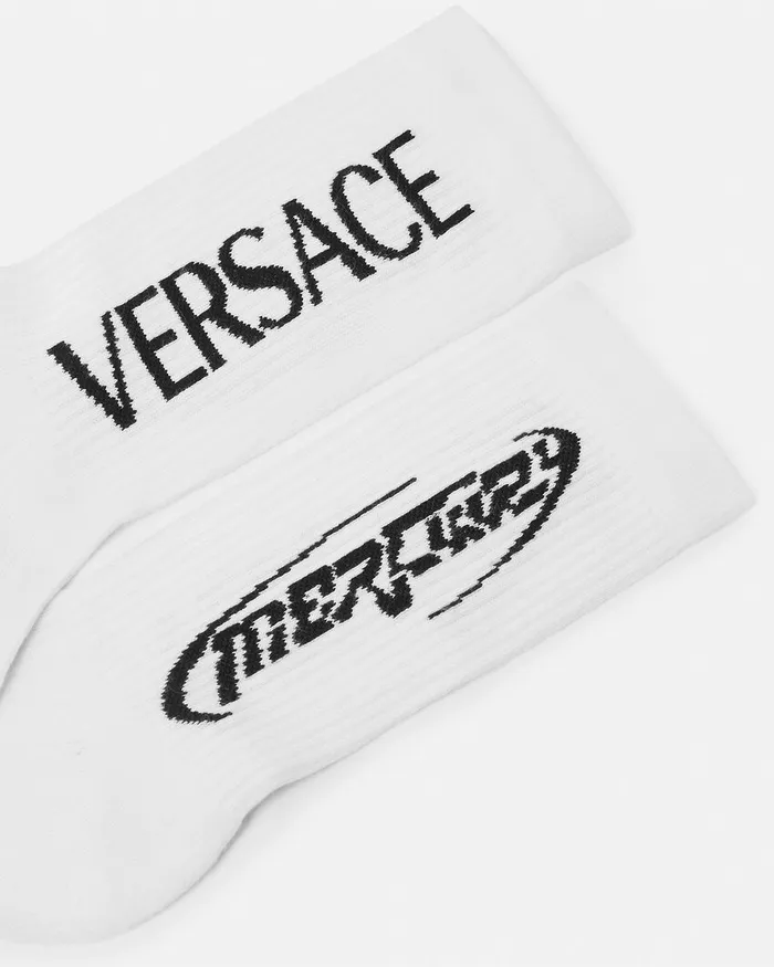 Versace Mercury Logo Socks Blackwhite WomenMen Socks