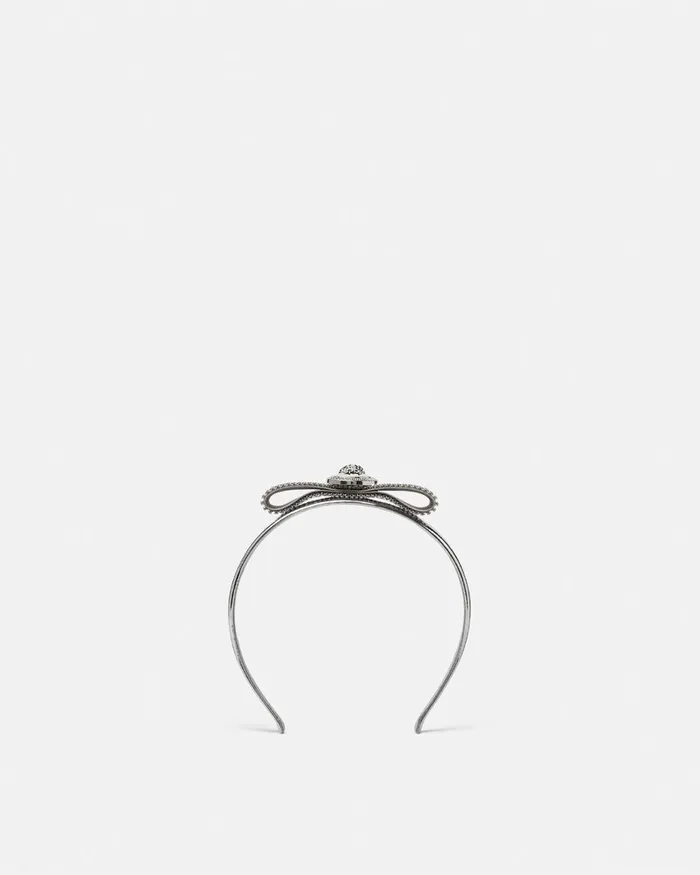 Versace Metal Mesh Gianni Ribbon Headband Silver Women Hair Accessories