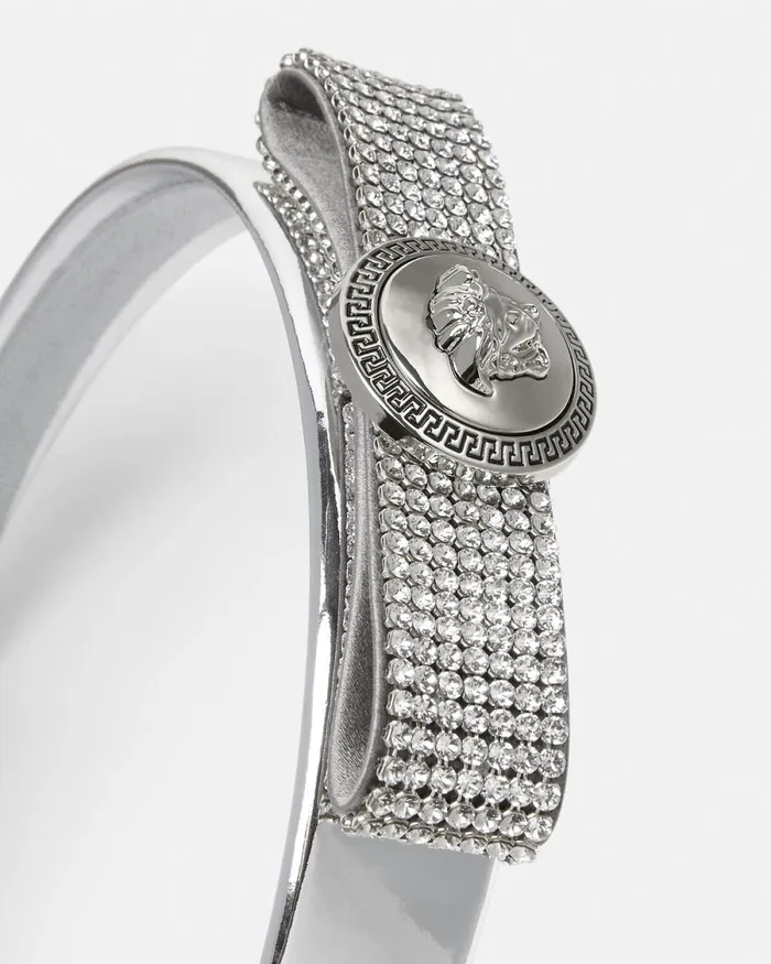 Versace Metal Mesh Gianni Ribbon Headband Silver Women Hair Accessories