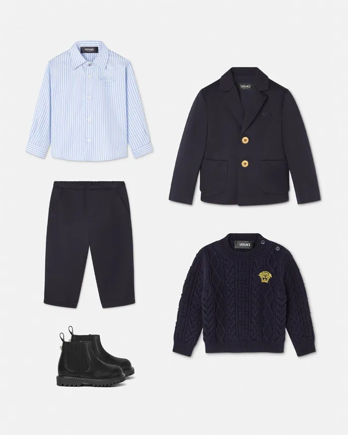 Versace Milano Stamp Baby Pants Blue Kids Pants