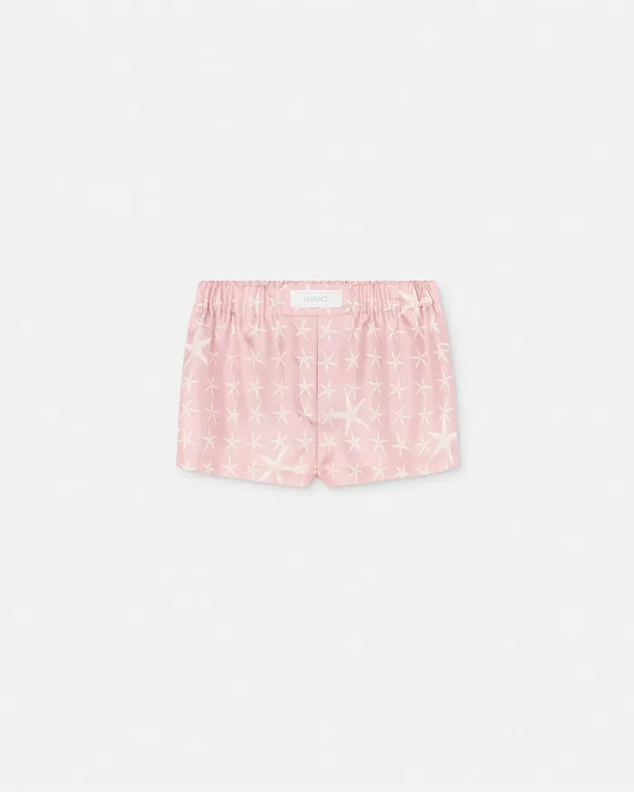 Versace Stella Marina Silk Boxer Shorts White Women Pants and Shorts