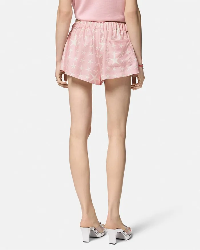 Versace Stella Marina Silk Boxer Shorts White Women Pants and Shorts