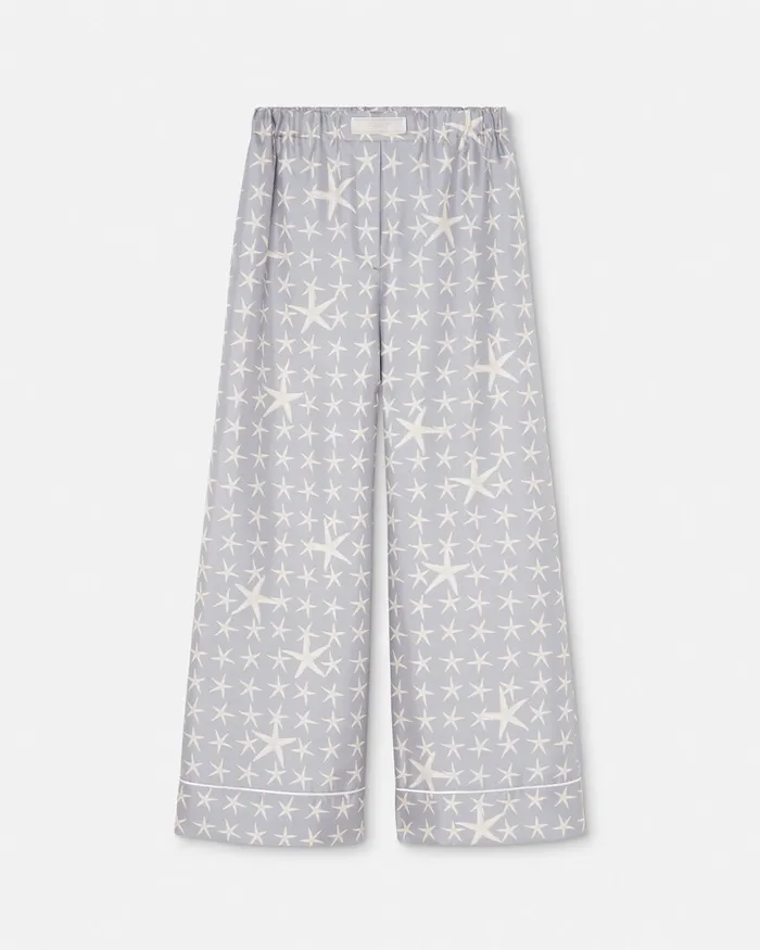 Versace Stella Marina Silk Pants Gray Women Pants and Shorts