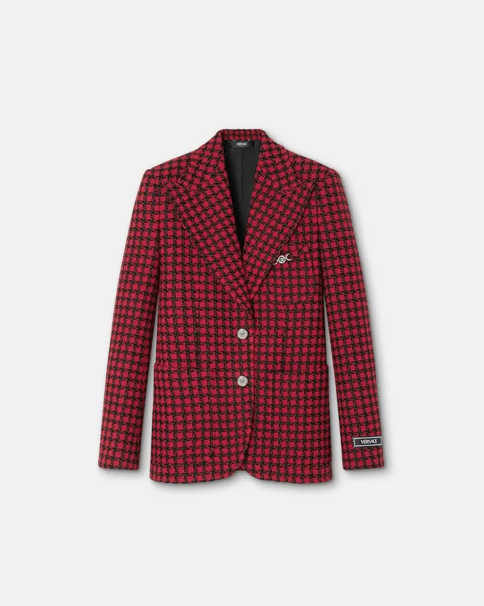 Versace Tweed Masculine Blazer Blackred Women Blazer and Jackets