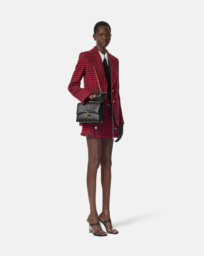 Versace Tweed Masculine Blazer Blackred Women Blazer and Jackets